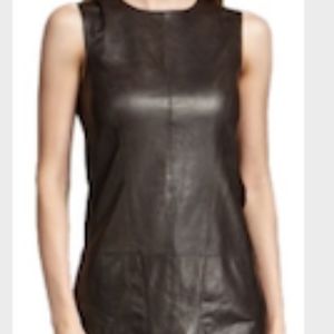 VINCE Chocolate Brown Leather Shift Dress